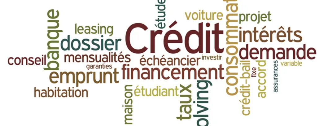 Nuage de Mots : Crdit Nuage de mots du crédit : crédit, emprunt, financement, taux, dossier, banque, mensualités