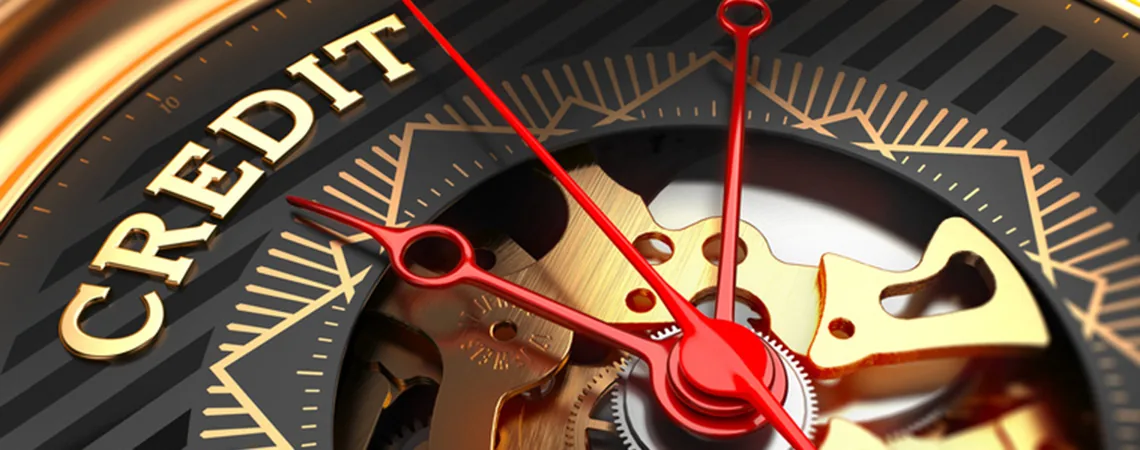Cadran de montre à mécanisme apparent portant le mot « Credit », pour le prêt professionnel